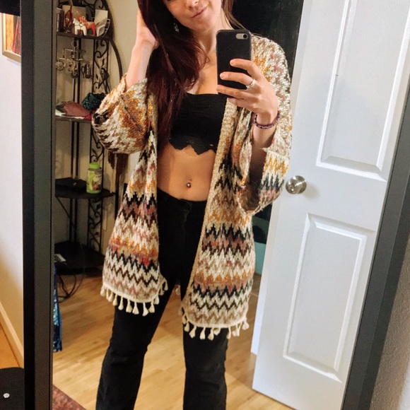 S/M - Mystree Open Chevron Cardigan - Picture 4 of 5